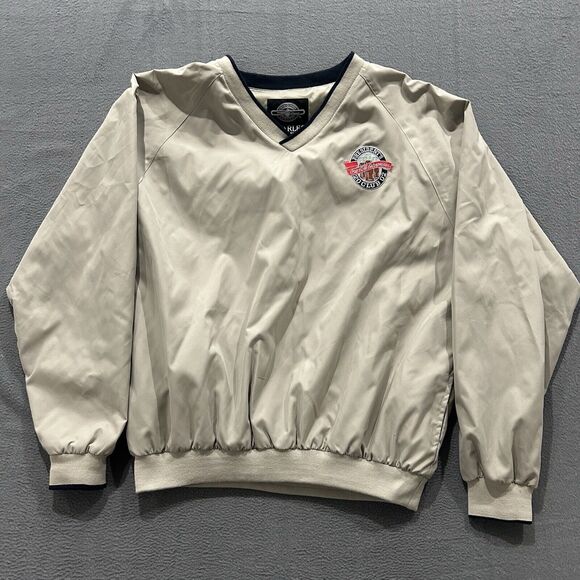 Coca-Cola Other - Vintage Coca Cola Windbreaker Mens XL Beige Embroidered Logo V Neck Pullover